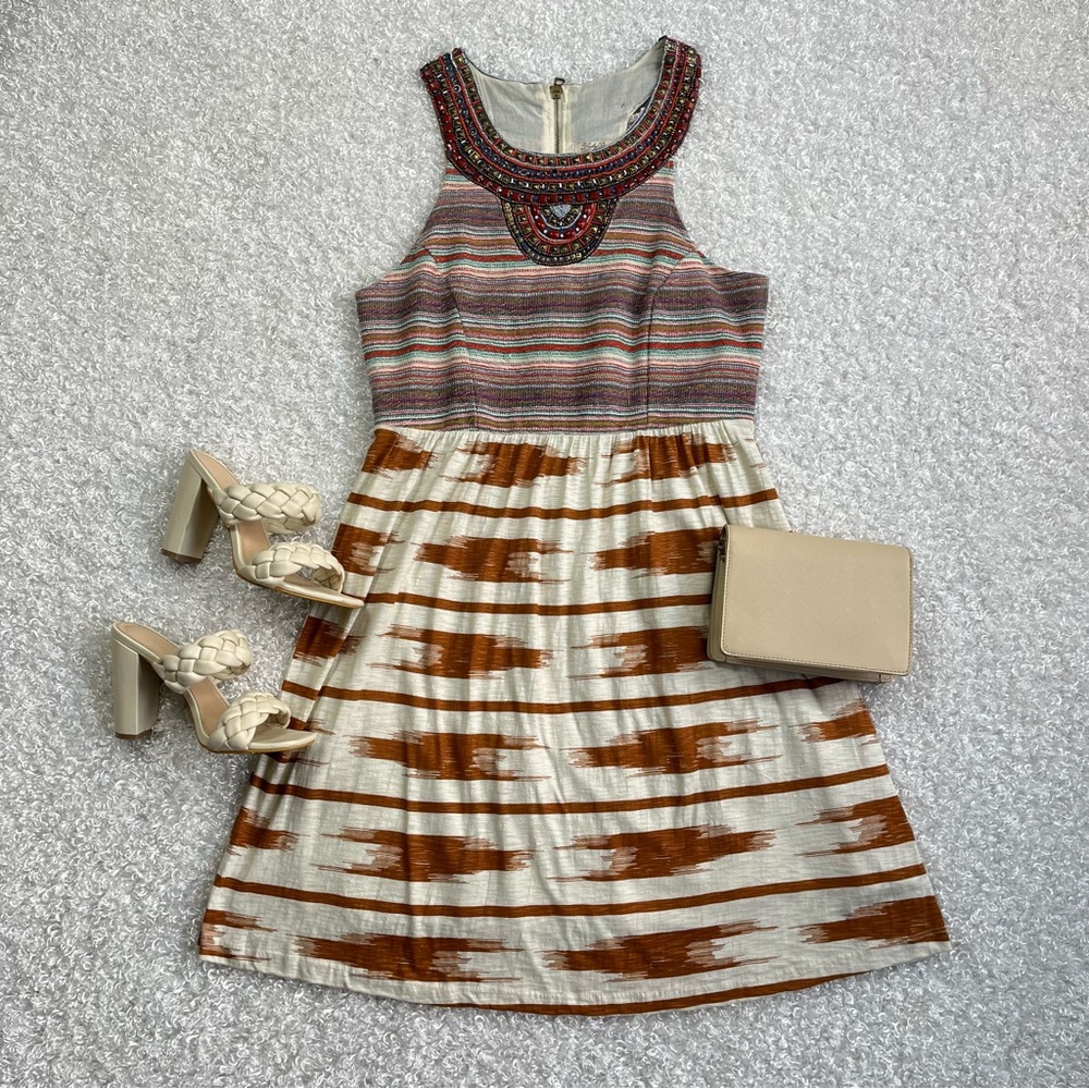Lucky brand embellished collar sleeveless dress